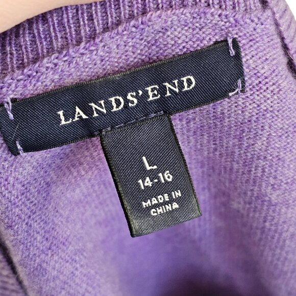 Land's End 100% Cashmere Button Closure Cardigan Lavender Sz L - Picture 6 of 8